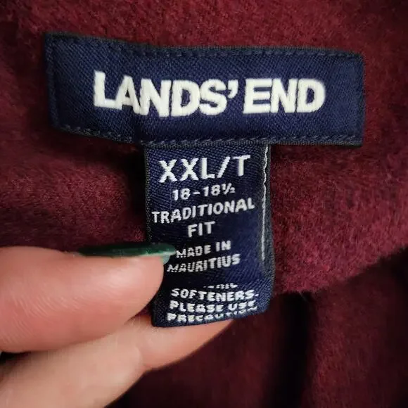 Land's End Big Casual Button Down Maroon Cotton Shirt | Men's XXL/T - Picture 11 of 15